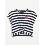 Dolman-Sleeve Logo-Graphic Twist-Front Top for Girls