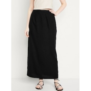 High-Waisted Linen-Blend Maxi Skirt