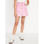 High-Waisted Button-Front Jean Skirt for Girls