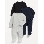 Unisex 3-Pack Sleep & Play 2-Way-Zip Footed One-Piece for Baby