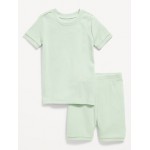 Unisex Snug-Fit Ribbed Pajama Set for Toddler & Baby
