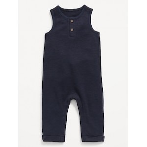Unisex Sleeveless Sweater-Knit Henley One-Piece for Baby