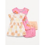 Short-Sleeve Dress and Bloomers Set for Baby