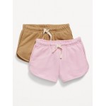 Functional Drawstring French Terry Pull-On Shorts for Toddler Girls