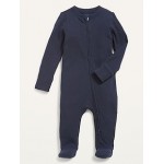 Unisex 2-Way-Zip Sleep & Play Rib-Knit Footed One-Piece for Baby