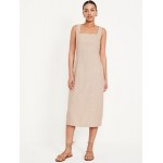 Sleeveless Linen-Blend Midi Dress