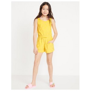 Sleeveless Terry Cinched-Waist Romper for Girls