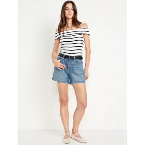 High-Waisted Baggy Jean Shorts -- 5-inch inseam