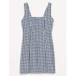 Square-Neck Linen-Blend Mini Dress