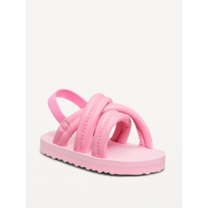 Puffy Faux-Leather Cross-Strap Sandals for Baby