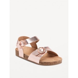 Faux-Leather Buckled Strap Sandals for Toddler Girls