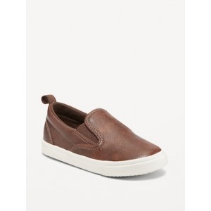 Faux-Leather Slip-On Sneakers for Toddler Boys