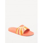 Printed Faux-Leather Pool Slide Sandals for Girls