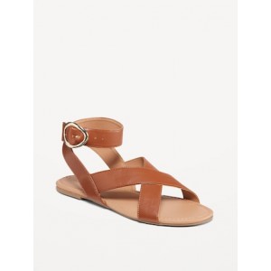 Faux-Leather Cross-Strap Buckle Sandals Hot Deal