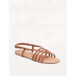 Faux-Leather Braided Flat Sandals Hot Deal