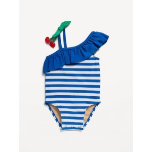 One-Shoulder Ruffle-Trim One-Piece Swimsuit for Baby
