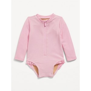 Textured Zip-Front Rashguard One-Piece Swimsuit for Baby