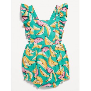 Printed Cross-Back Linen-Blend One-Piece Romper for Baby