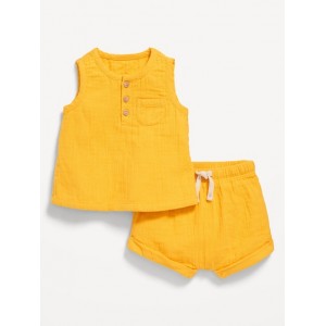 Unisex Double-Weave Tank Top and Shorts Set for Baby Hot Deal