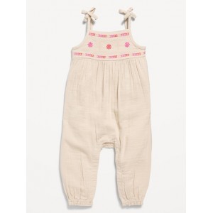 Printed Sleeveless Tie-Knot Jumpsuit for Baby