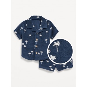 Printed Loop-Terry Shirt and Shorts Set for Baby