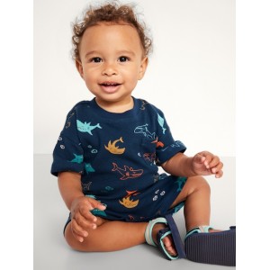 Printed Thermal-Knit Pocket T-Shirt and Shorts Set for Baby Hot Deal
