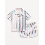 Printed Textured Shirt and Shorts Set for Baby Hot Deal