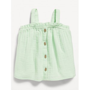 Sleeveless Button-Front Top for Toddler Girls