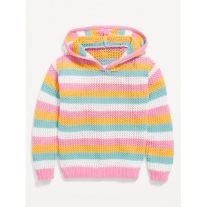 Crochet-Knit Pullover Hoodie for Toddler Girls