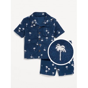 Printed Loop-Terry Shirt and Shorts Set for Toddler Boys Hot Deal