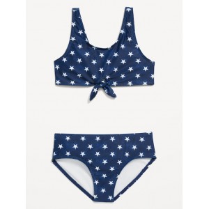 Printed Tie-Front Bikini Swim Set for Girls Hot Deal