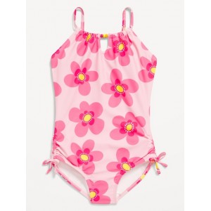 Printed Bead-Cutout One-Piece Swimsuit for Girls