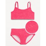 Textured Floral-Terry Bikini Swim Set for Girls
