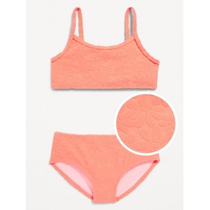 Textured Floral-Terry Bikini Swim Set for Girls Hot Deal