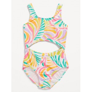 Printed Cutout One-Piece Swimsuit for Girls Hot Deal