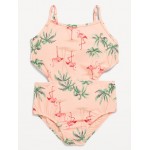 Printed Side-Cutout One-Piece Swimsuit for Girls