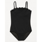 Bandeau Scallop-Trim One-Piece Swimsuit for Girls