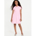 School Uniform Fit & Flare Pique Polo Dress for Girls Hot Deal