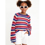 Striped Crochet-Knit Sweater for Girls Hot Deal