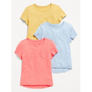 Softest Short-Sleeve Heart Pocket T-Shirt 3-Pack for Girls Hot Deal