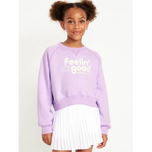 Raglan-Sleeve Crew-Neck Sweatshirt for Girls