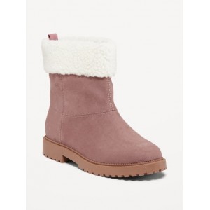 Faux-Suede Sherpa-Cuff Boots for Girls