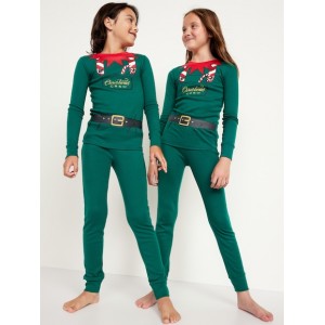 Gender-Neutral Snug-Fit Holiday Graphic Pajama Set for Kids