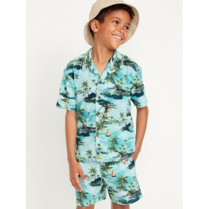Short-Sleeve Loop-Terry Camp Shirt for Boys Hot Deal