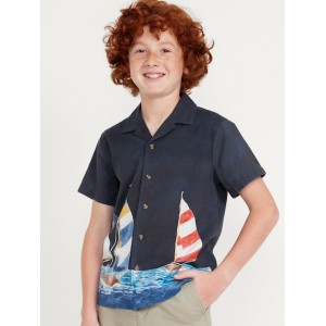 Short-Sleeve Graphic Camp Shirt for Boys Hot Deal