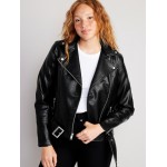 Faux-Leather Belted Biker Jacket Hot Deal