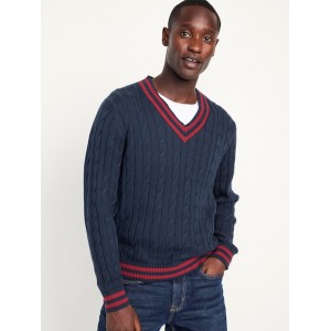 V-Neck Cable-Knit Pullover Sweater