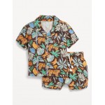 Printed Linen-Blend Shirt and Shorts Set for Baby