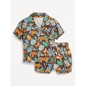 Printed Linen-Blend Shirt and Shorts Set for Baby Hot Deal