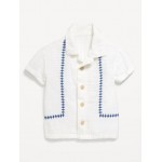 Short-Sleeve Textured Double-Weave Camp Shirt for Baby Hot Deal